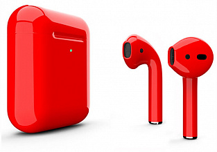 Наушники Apple Airpods 2 Color (беспроводная зарядка чехла) (Красный глянец)