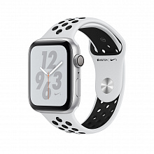 Умные часы Apple Watch Series 4 GPS 44mm Aluminum Case with Nike Sport Band (Цвет: Чистая платина/Черный) (MU6K2)