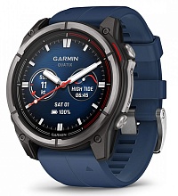 Garmin Quatix 8 51 mm AMOLED Sapphire Titanium, черный с синим ремешком (010-02905-90)