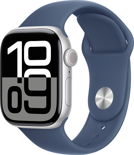 Купить Apple Watch Series 10 46mm Silver Aluminum Case with Sport Band, Denim в СПБ по выгодной цене в интернет-магазине PiterGSM