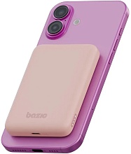 Внешний аккумулятор с беспроводной зарядкой EnergEA Bazic GoPower SNAP 5K 15W +С 20W +AW, розовый