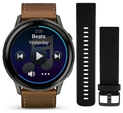 Garmin Venu 4 45mm Slate with Black Silicone Band and Brown Leather Band (010-03014-03)