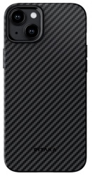 Чехол Pitaka MagEZ Case 4 для iphone 15 6,1" Aramid Fiber 1500D, черно-серый карбон (KI1501MMP)