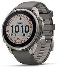 Garmin Fenix 9 Pro Solar 47мм inReach Titanium with Pebble Grey Silicone Band (010-04338-11)