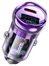 Автомобильное зарядное устройство Hoco type-c PD30W+QC3.0 Z53A vision, фиолетовый