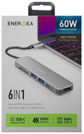 Адаптер EnergEA AluHUB HD3 6-in-1 USB-C 60W