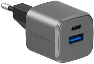 Сетевое зарядное устройство EnergEA Ampcharge GaN20 USB-C + USB-A PD/QC3.0 20W, серый