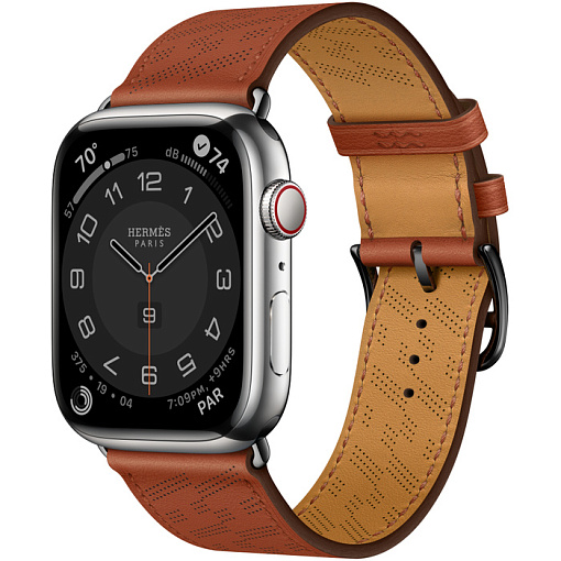 Apple Watch Hermes Series 8 45mm Silver Stainless Steel Case with H Diagonal Single Tour