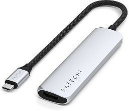 Satechi 4-in-1 USB-C Slim Multiport Adapter 4K, серебристый (ST-P4SS)