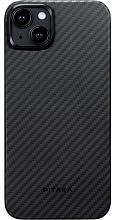 Чехол PITAKA MagEZ Case 4 1500D для iPhone 15 Plus, черно-серый, кевлар (KI1501M) 