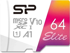 Карта памяти microSDXC 64Gb Silicon Power Elite Class 10 UHS-I U1 A1 (SP064GBSTXBV1V20)