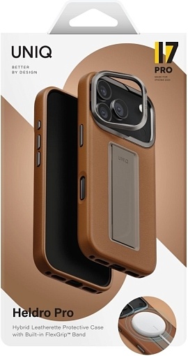Чехол Uniq Heldro PRO Leatherette + FlexGrip Magsafe для iPhone 17 Pro