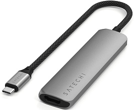 Satechi 4-in-1 USB-C Slim Multiport Adapter 4K, серый (ST-P4SM)