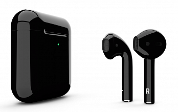 Наушники Apple Airpods 2 Color (беспроводная зарядка чехла) (Черный глянец)