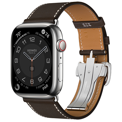 Apple Watch Hermes Series 8 45mm Silver Stainless Steel Case with Single Tour Deployment Buckle