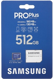 Карта памяти Samsung PRO Plus microSDXC 512Gb UHS-I U3, class10, (MB-MD512SA/CN)
