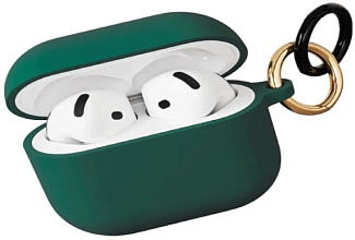 Силиконовый чехол VLP для AirPods 4 карабин, тёмно-зелёный (Dark green)