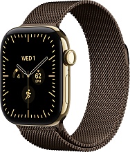 Apple Watch Series 12 42mm Radiant Gold Titanium Case with Milanese Loop Dark Bronze