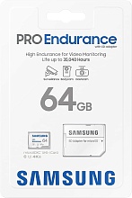 Samsung PRO Endurance microSDXC 64 ГБ Endurance Class 10, UHS Class 1, Video Class 10 + ADP (MB-MJ64KA/APC)