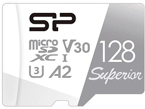 Карта памяти microSDXC Silicon Power Superior 128Gb UHS-I U3, 100 МБ/с, Class 10 (SP128GBSTXDA2V20)