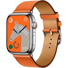 Apple Watch Hermes Series 8 45mm Silver Stainless Steel Case with Single Tour, Orange (оранжевый)
