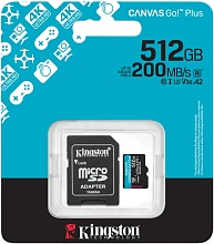 Карта памяти microSDXC UHS-I U3 Kingston Canvas Go! Plus 512 ГБ + адаптер, (SDCG4/512GB)
