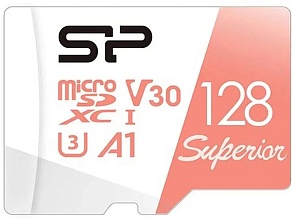 Карта памяти microSDXC UHS-I U3 Silicon Power Superior 128Gb, 100 МБ/с, Class 10 (SP128GBSTXDV3V20)