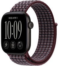 Apple Watch Series 12 46mm Black Aluminum Case with Sport Loop Burgundy Plaid