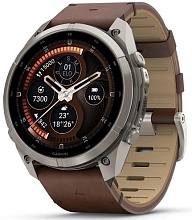 Умные часы Garmin Fenix 9 Pro AMOLED 51мм inReach, титан с коричневым кожаным ремешком (010-04337-41)