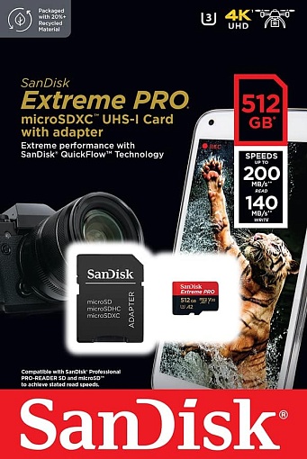 Карта памяти SanDisk Extreme Pro microSDXC 512 ГБ