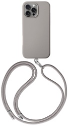 Защитный чехол Uniq Coehl Creme Liquid Silicone MagSafe для iPhone 16 Pro с ремешком, Taupe Grey (IP6.3P(2024)-CREMTGRY)
