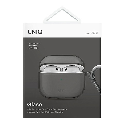Чехол + карабин Uniq Glase TPU case для Airpods 4