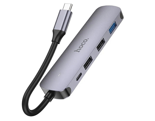 Адаптер HOCO HB27 (USB Hub Adapter Multifunction) - USB Type-С на Usb Type-С, USB2.0x2, USB 3.0, HDTV (HDMI)