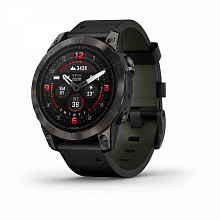 Умные часы Garmin EPIX Pro (Gen 2) 47mm Sapphire Edition, титановый, угольно-серый DLC, черный кожаный ремешок (010-02803-30)