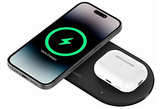 Беспроводное зарядное устройство Belkin BoostCharge Pro 2 в 1 Magnetic Wireless Charging Pad with Qi2 15 Вт, черный (WIZ021myBK)