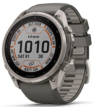 Умные часы Garmin Fenix 9 Pro Solar 51мм inReach, титан с серым силиконовым ремешком (010-04339-00)