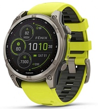 Garmin Fenix 8 47mm Solar, Sapphire Titanium with Amp Yellow/Graphite Silicone Band (010-02906-20)