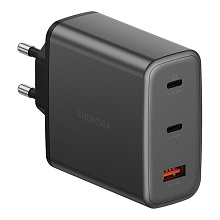EnergEA AmpCharge GaN100, 2USB-C + USB-A PD/PPS/QC3.0 total 100W, серый (Gunmetal)