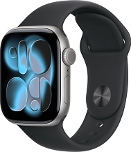 Apple Watch Series 11 42mm Space Grey Aluminum Case with Sport Band Black (MEQW4)