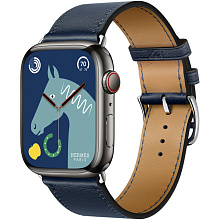 Apple Watch Hermes Series 8 41mm Space Black Stainless Steel Case with Single Tour, Navy (синий)