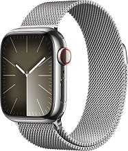 Apple Watch Series 9 45mm Silver Stainless Steel Case with Milanese Loop (MRPJ3)