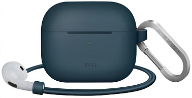 Чехол с карабином UNIQ Vencer + ремешок, синий (AIRPODS 3 (2021)-VENBLU)