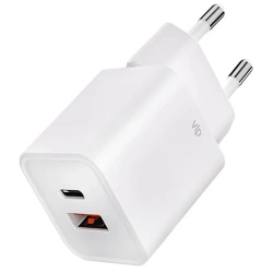 Сетевое зарядное устройство VLP G-Charge USB-C+USB-A, PD, QC, 30W, белый