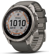 Garmin Fenix 9 Pro Solar 51мм inReach Titanium with Pebble Grey Silicone Band (010-04339-01)